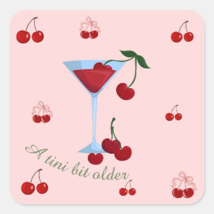 Pegatina Cuadrada Un poco mayor cumpleaños Cherrytini
