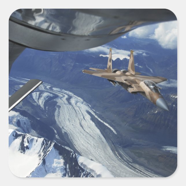 Pegatina Cuadrada Un posicionamiento del águila F-15C de la Fuerza A (Anverso)