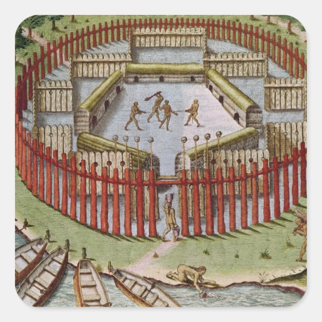 Pegatina Cuadrada Un pueblo indio (Anverso)