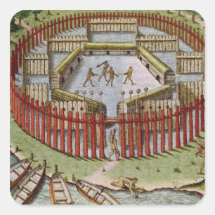 Pegatina Cuadrada Un pueblo indio