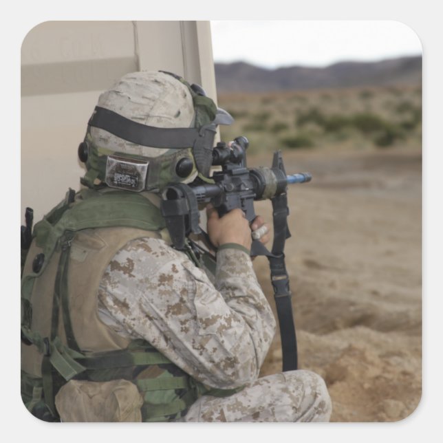 Pegatina Cuadrada Un reconocimiento de infantería (Anverso)