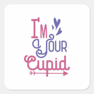 Pegatina Cuadrada Un regalo de pareja yo soy tu adorable cupido