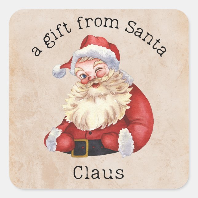 Pegatina Cuadrada Un regalo para Santa Claus (Anverso)