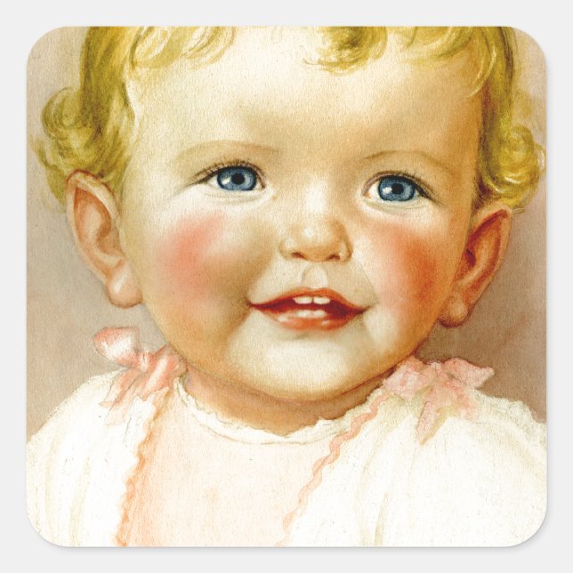 Pegatina Cuadrada ¡un regalo perfecto para el nacimiento de una niña (Anverso)