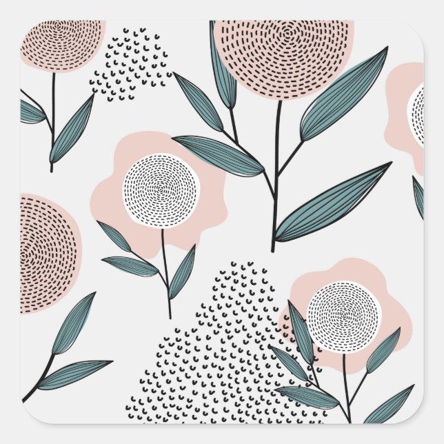 Pegatina Cuadrada Un rosa (Anverso)