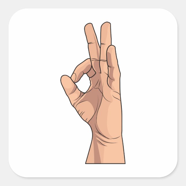 Pegatina Cuadrada Un Rótulo de mano y gestos OK ~ ok (Anverso)
