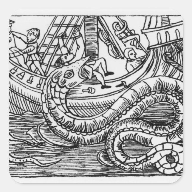 Pegatina Cuadrada Un serpiente marino (Anverso)