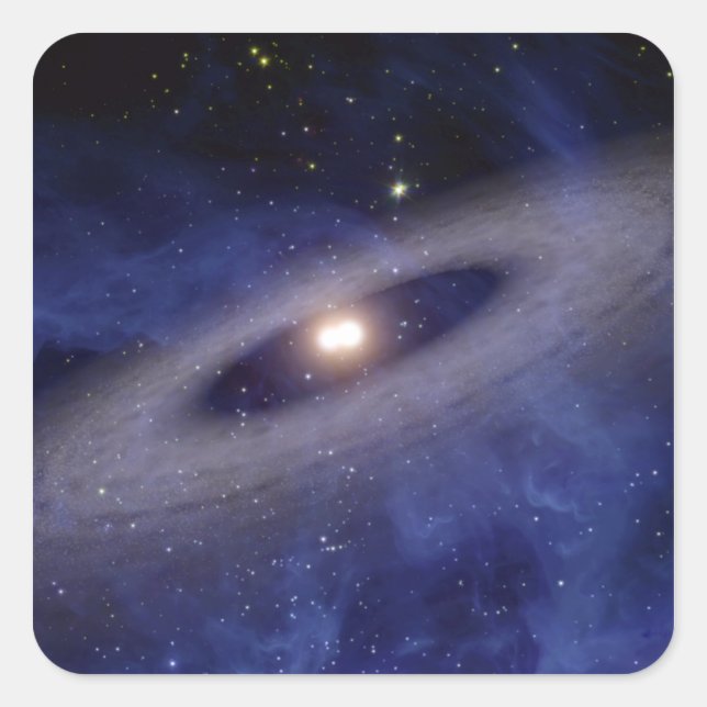 Pegatina Cuadrada Un sistema solar distante (Anverso)
