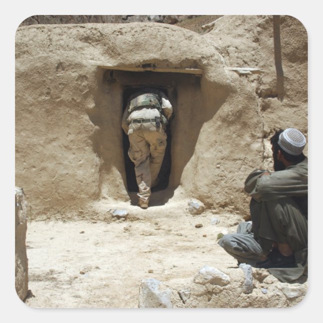 Pegatina Cuadrada Un soldado de la Guardia Nacional (Anverso)