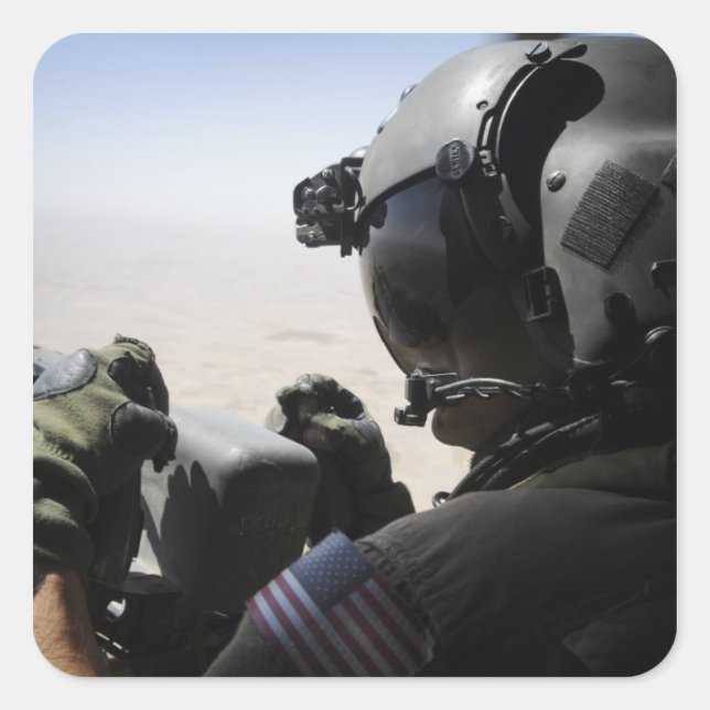 Pegatina Cuadrada Un soldado proporciona seguridad (Anverso)