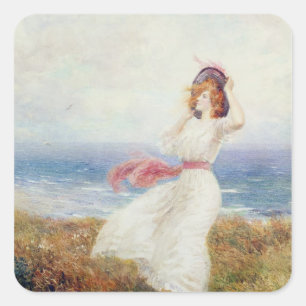 Pegatina Cuadrada Un soplo en los acantilados