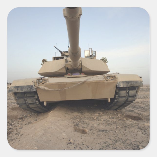 Pegatina Cuadrada Un tanque de batalla principal M-1A1 (Anverso)