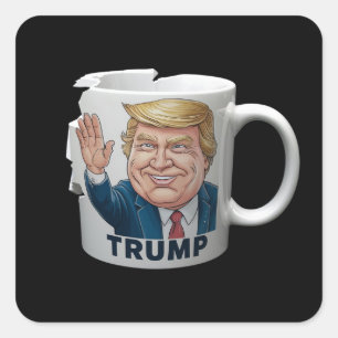 Pegatina Cuadrada Un tazón para el café con Trump