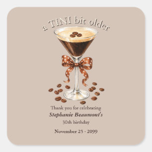 Pegatina Cuadrada Un Tini Un Poco Más Viejo Martini Espresso Café Os