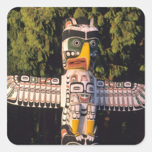 Pegatina Cuadrada Un tótem en Vancouver, Canadá.