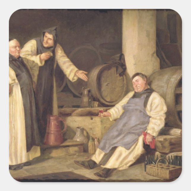 Pegatina Cuadrada Un vaso demasiado grande (Anverso)