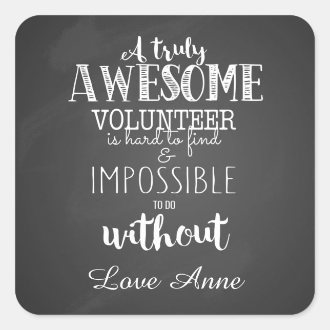 Pegatina Cuadrada un verdadero regalo para el personal voluntario (Anverso)
