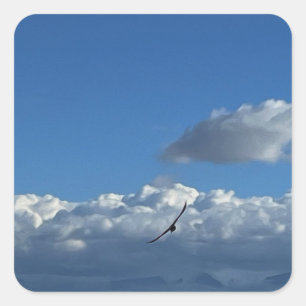 Pegatina Cuadrada Un vuelo bajo las nubes