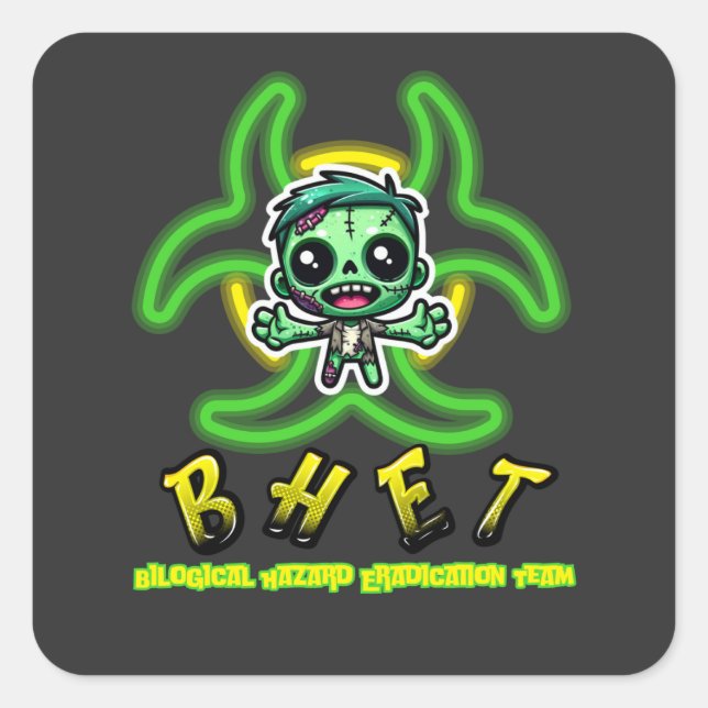 Pegatina Cuadrada Un zombi divertido (Anverso)