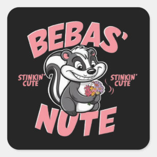 Pegatina Cuadrada Un zorrillo personalizado con una sonrisa descarad