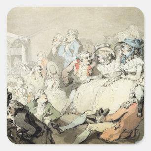 Pegatina Cuadrada Una audiencia viendo una obra, c.1785 (lápiz y tin