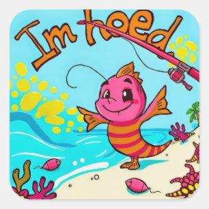 Pegatina Cuadrada Una aventura vibrante a orillas del mar