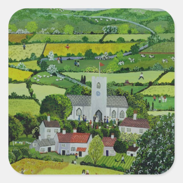 Pegatina Cuadrada Una boda de campo (Anverso)