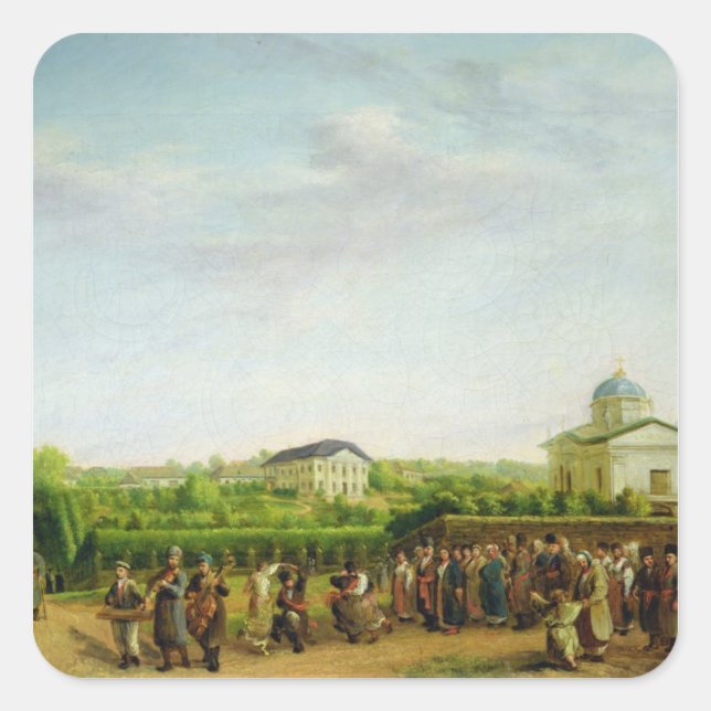 Pegatina Cuadrada Una boda de campo (Anverso)