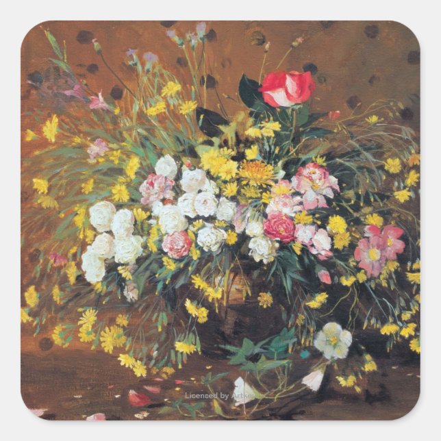 Pegatina Cuadrada Una bolsa de flores (Anverso)