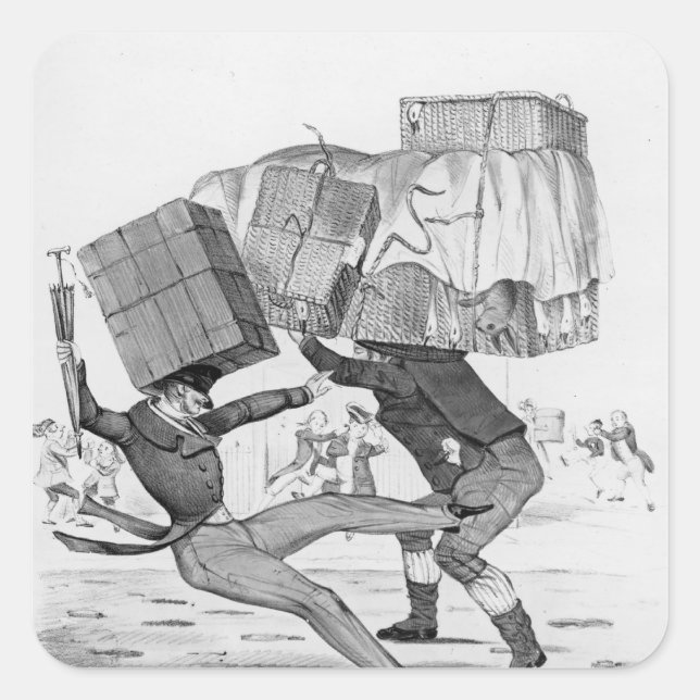 Pegatina Cuadrada Una caja de Navidades, 1836 (Anverso)