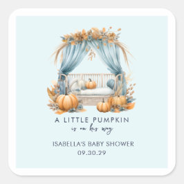 Pegatina Cuadrada Una calabaza está en camino de su chico Baby Showe
