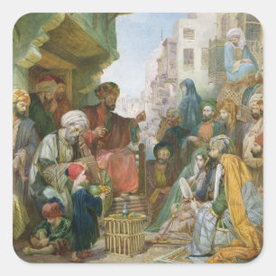 Pegatina Cuadrada Una calle en El Cairo (con papel)