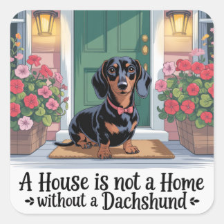 Pegatina Cuadrada Una Casa No Es Un Hogar Sin Un Dachshund