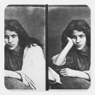 Pegatina Cuadrada Una Chica de Chioggia Soñando con sus amores (foto