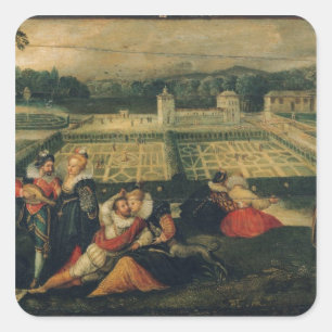 Pegatina Cuadrada Una comida campestre en un parque