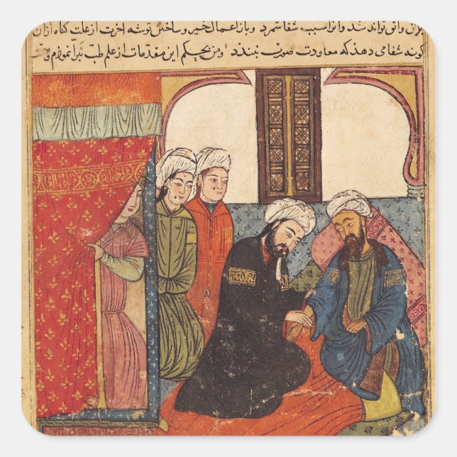 Pegatina Cuadrada Una consulta médica (Anverso)