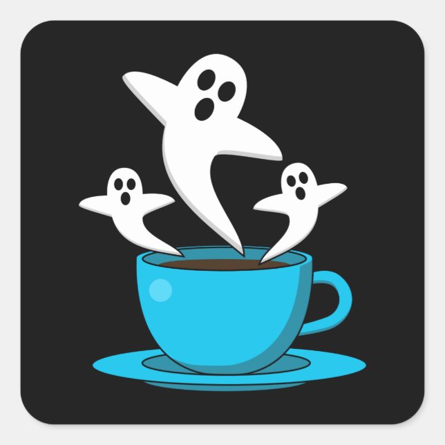 Pegatina Cuadrada Una copa de café para fumar fantasma (Anverso)