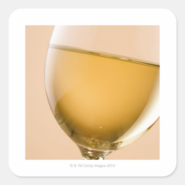 Pegatina Cuadrada Una copa de vino blanco (Anverso)