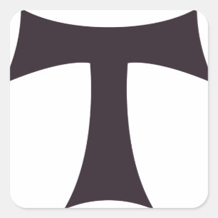 Pegatina Cuadrada Una cruz tau cruz de San Antonio