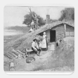 Pegatina Cuadrada Una Cueva-Vivienda de Pennsylvania