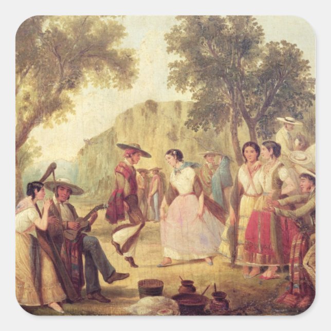 Pegatina Cuadrada Una danza popular (Anverso)
