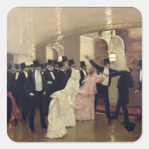 Pegatina Cuadrada Una discusión en los pasillos de la ópera, 1889