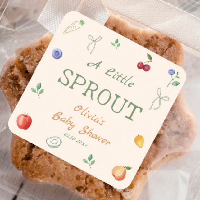Pegatina Cuadrada Una ducha de bebé brote (Subido por el creador)