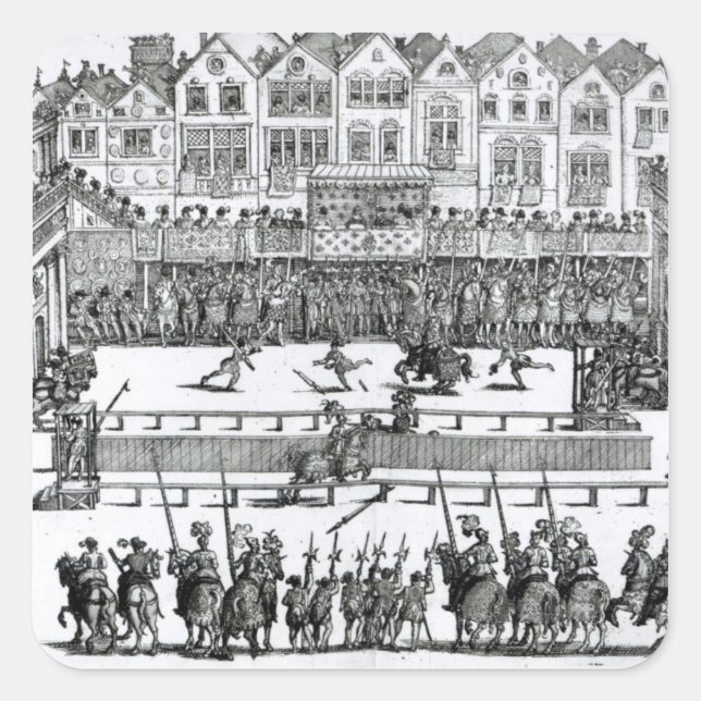 Pegatina Cuadrada Una escena de jousting (Anverso)