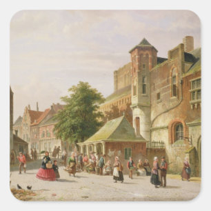 Pegatina Cuadrada Una escena de la calle en Amsterdam