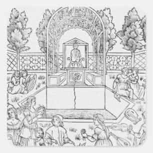 Pegatina Cuadrada Una escena del Decameron