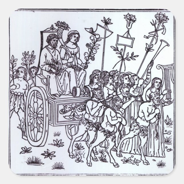 Pegatina Cuadrada Una escena del Decameron (Anverso)
