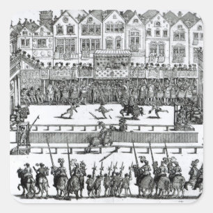 Pegatina Cuadrada Una escena Jousting