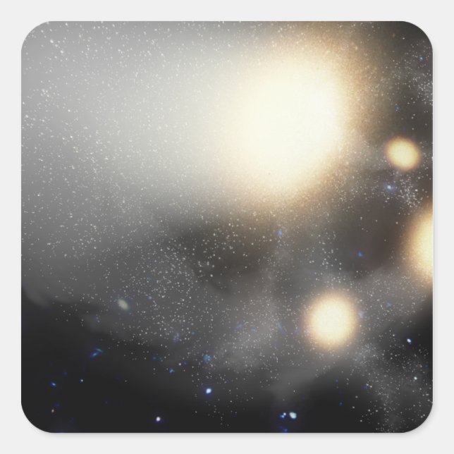 Pegatina Cuadrada Una explosión de galaxias (Anverso)