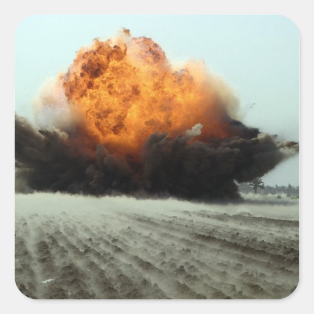 Pegatina Cuadrada Una explosión estalla (Anverso)